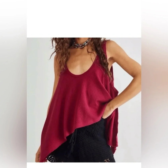 Free People Sing La La Handkerchief Tank Gone Gogi (burgundy) Size S - Picture 1 of 12